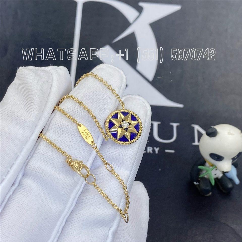 Custom Jewelry Dior Rose Des Vents Necklace in Yellow Gold Lapis Lazuli and Diamond