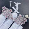 Custom Jewelry Garrard Fanfare Symphony Diamond and Pink Tourmaline Earrings in White Gold with Pink Opal