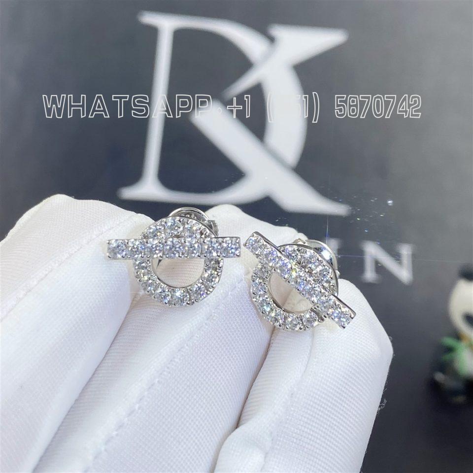 Custom Jewelry Hermes Paris Finesse Earrings in White Gold H219510B00