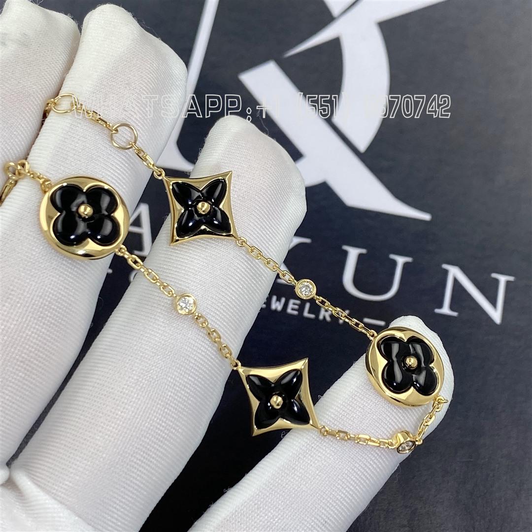 Colour Blossom BB Multi-Motif Bracelet, Yellow Gold, Onyx And Diamonds -  Luxury Bracelets - Categories, Jewelry Q05024
