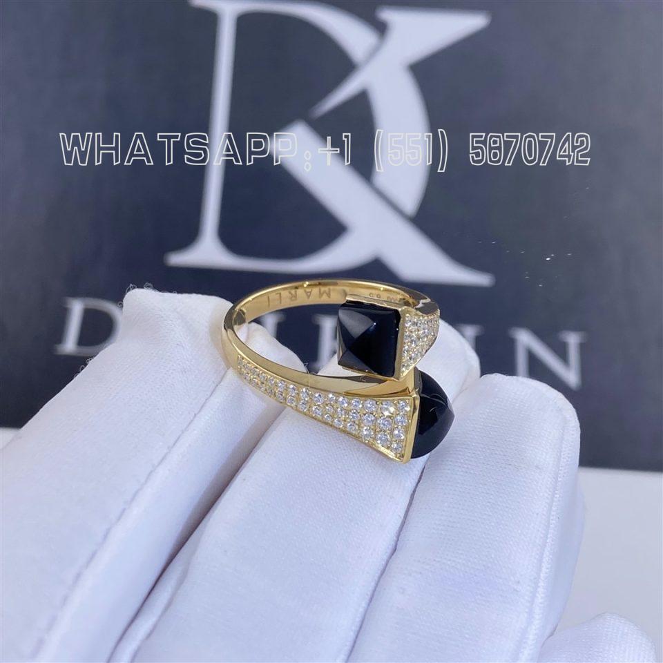 Custom Jewelry Marli Cleo Diamond Midi Ring In Yellow Gold And Black Onyx CLEO-R47