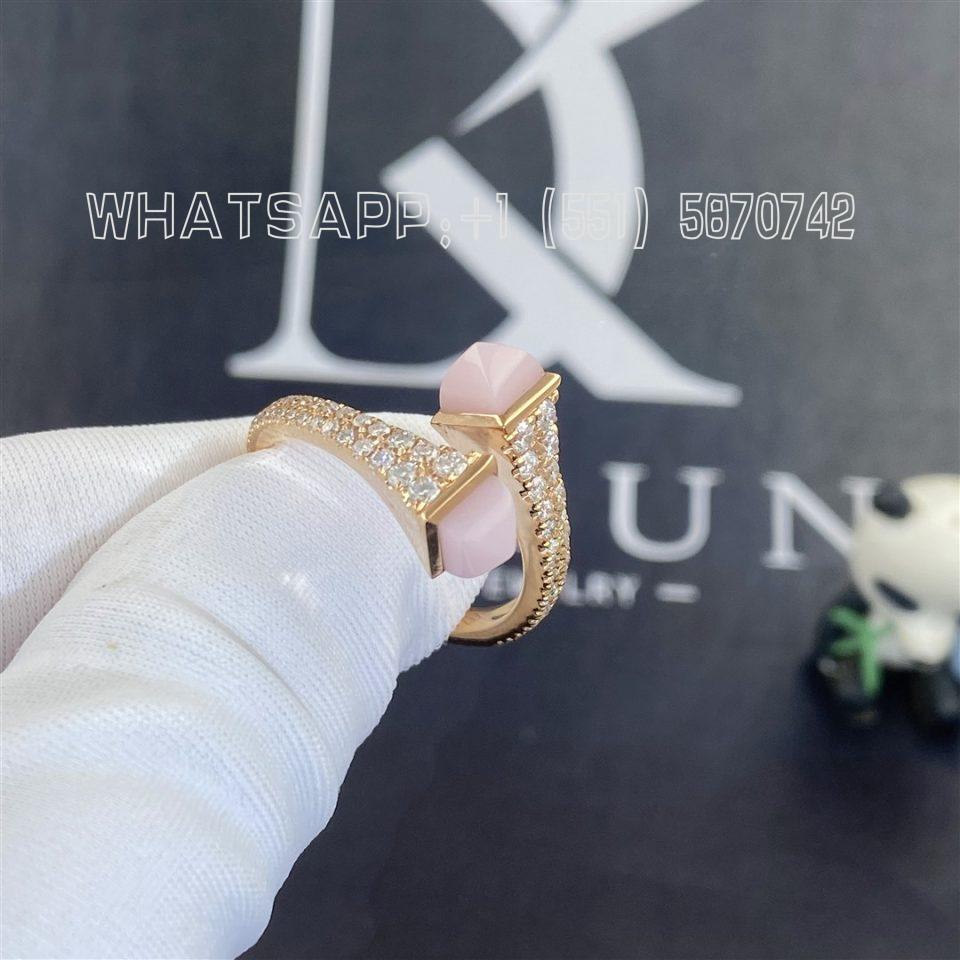 Custom Jewelry Marli Cleo Diamond Slim Ring In Rose Gold and Pink Agate CLEO-R1