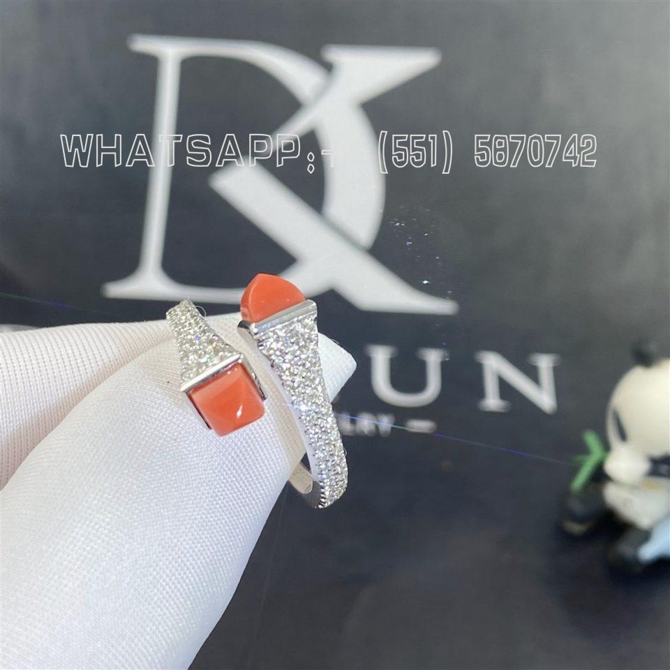 Custom Jewelry Marli Cleo Diamond Slim Ring In White Gold And Red Coral CLEO-R1