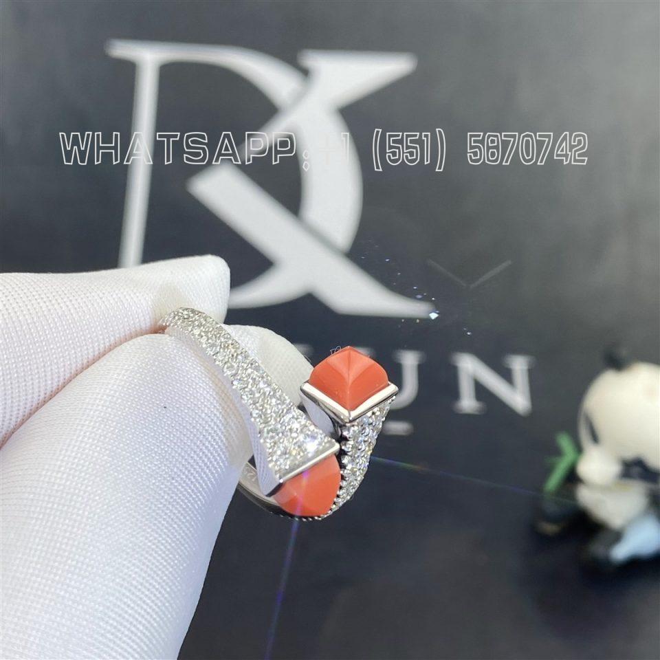 Custom Jewelry Marli Cleo Diamond Slim Ring In White Gold And Red Coral CLEO-R1