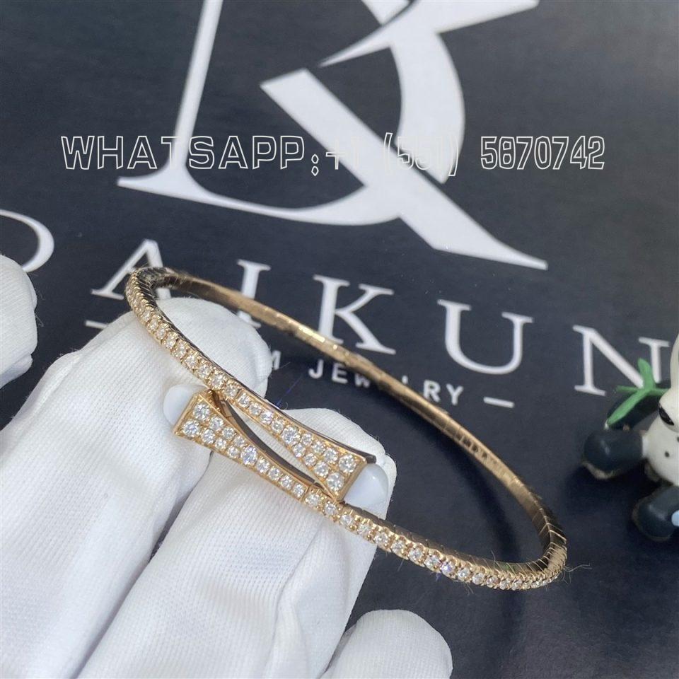 Custom Jewelry Marli Cleo Diamond Slim Slip-On Bracelet In Rose Gold And White Agate CLEO-B1