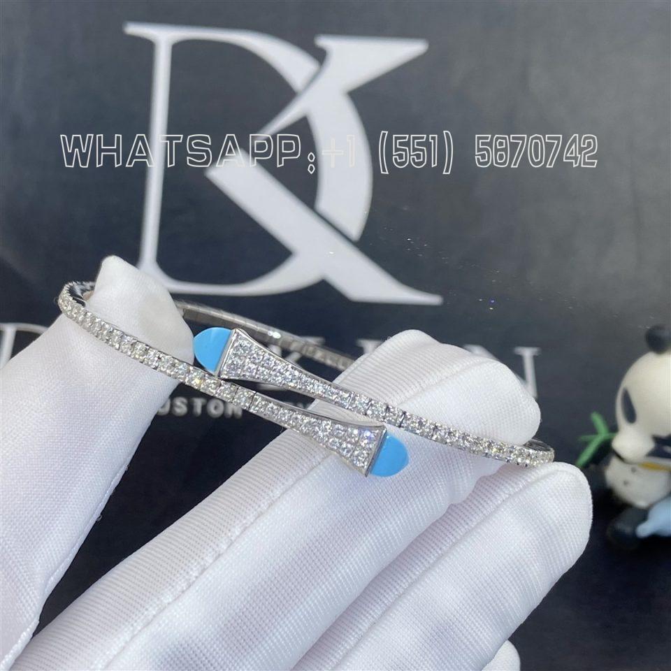 Custom Jewelry Marli Cleo Diamond Slim Slip-On Bracelet In White Gold And Turquoise CLEO-B1