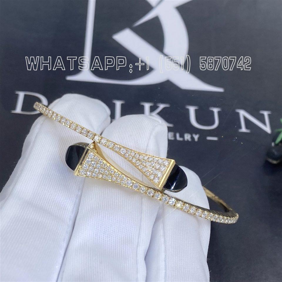 Custom Jewelry Marli Cleo Diamond Slip-On Bracelet In Yellow Gold And Black Onyx CLEO-B3