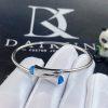 Custom Jewelry Marli Cleo Wire Gold Slip-On Bracelet In White Gold And Blue Agate LEO-B22