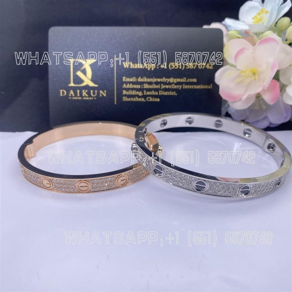 Custom Jewelry Cartier Love Bracelet in 18K White Gold, Diamond-paved and Ceramic N6032417 -Width 6.7mm