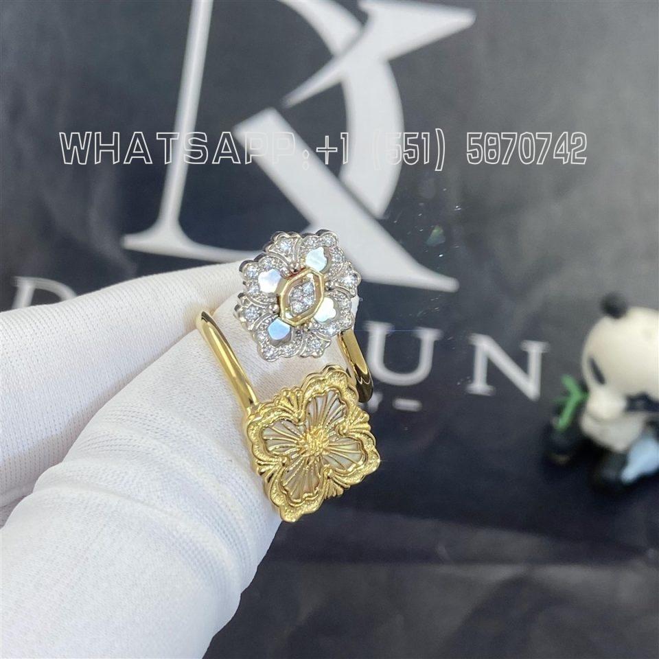 Custom Jewelry Buccellati Opera Tulle Stone Ring in Yellow and White Gold Set with Mother of Pearl JAURIN018031