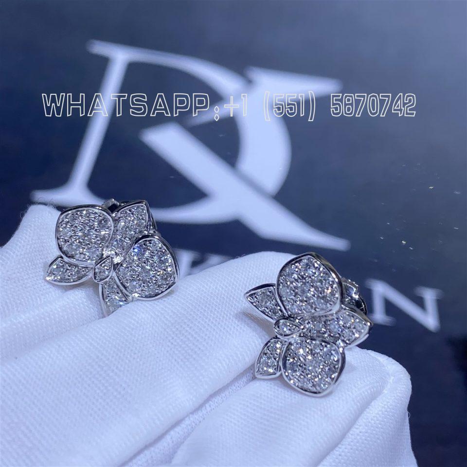 Custom Jewelry Cartier Caresse D’ORCHIDÉES Par Cartier Earrings in 18K White Gold and Diamonds B8032200