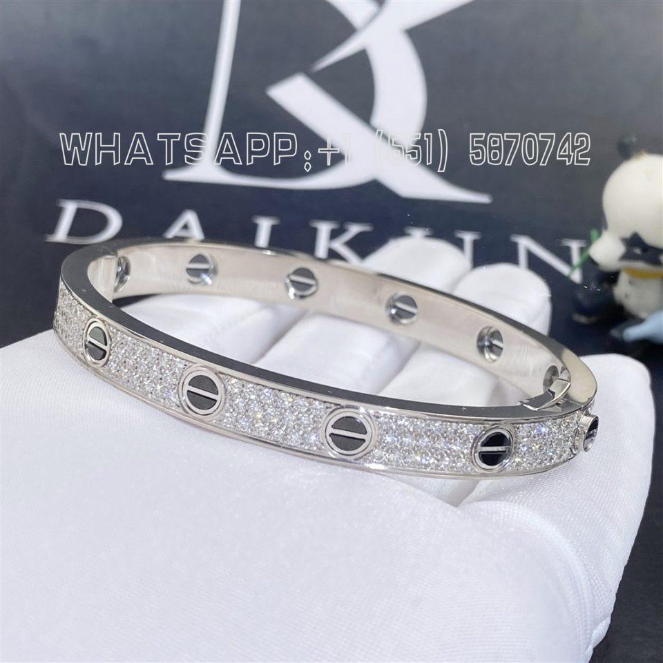 Custom Jewelry Cartier Love Bracelet in 18K White Gold, Diamond-paved and Ceramic N6032417 -Width 6.7mm