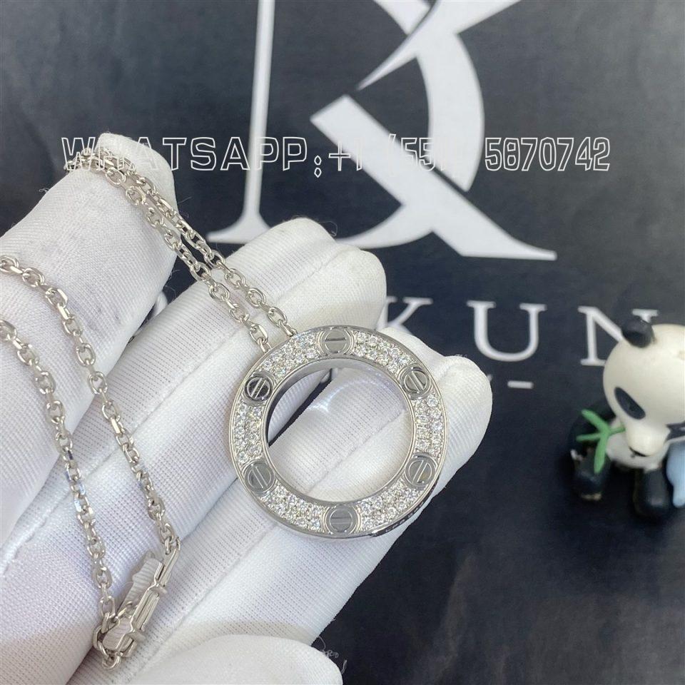 Custom Jewelry Cartier Love Necklace in 18K White Gold Diamond-paved B7058000