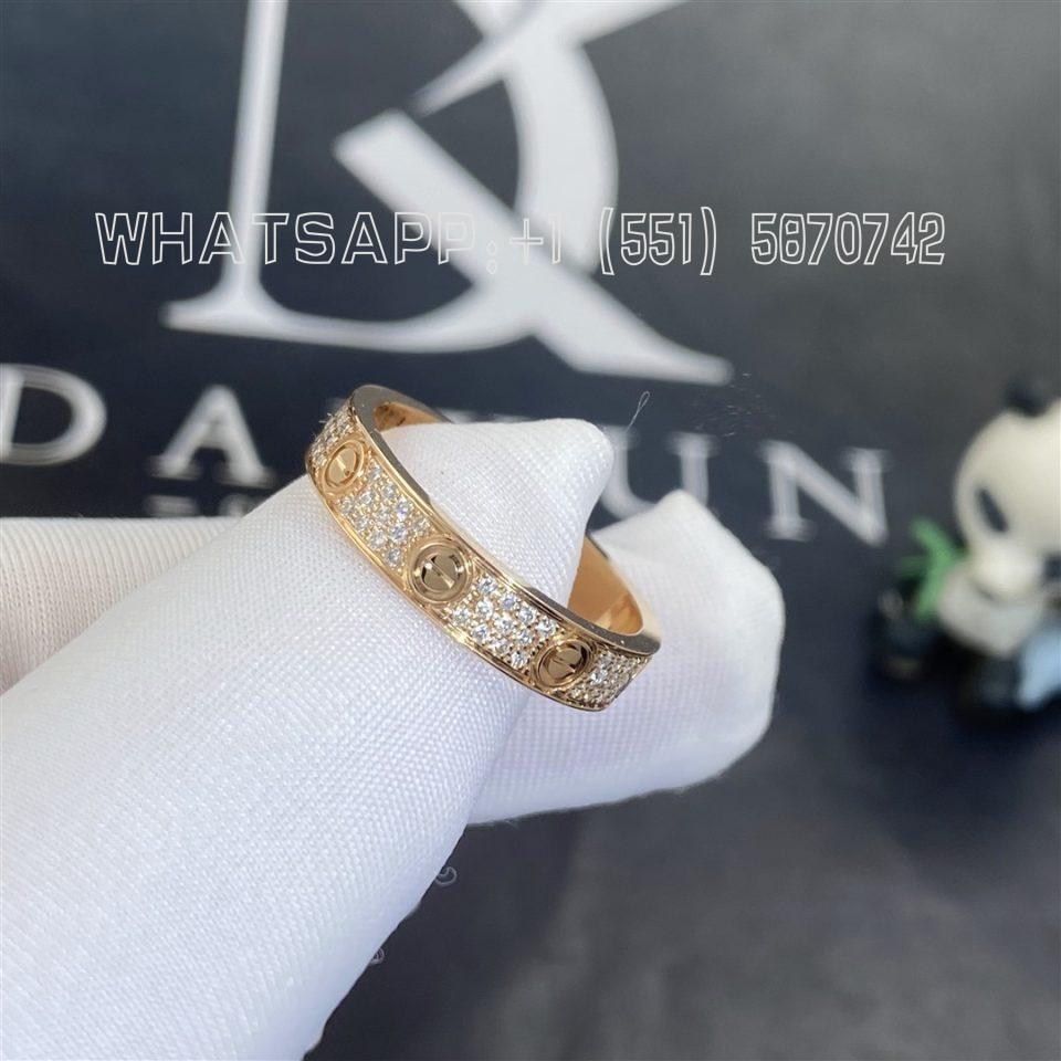 Custom Jewelry Cartier Love Wedding Band in 18K Rose Gold and Diamond-paved B4085800 - 4 mm to 5 mm
