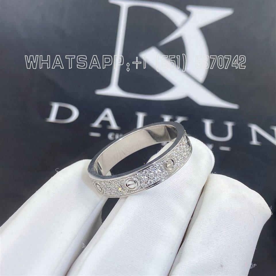 Custom Jewelry Cartier Love Wedding Band in 18K White Gold and Diamond-paved B4083400 - 4 mm to 5 mm