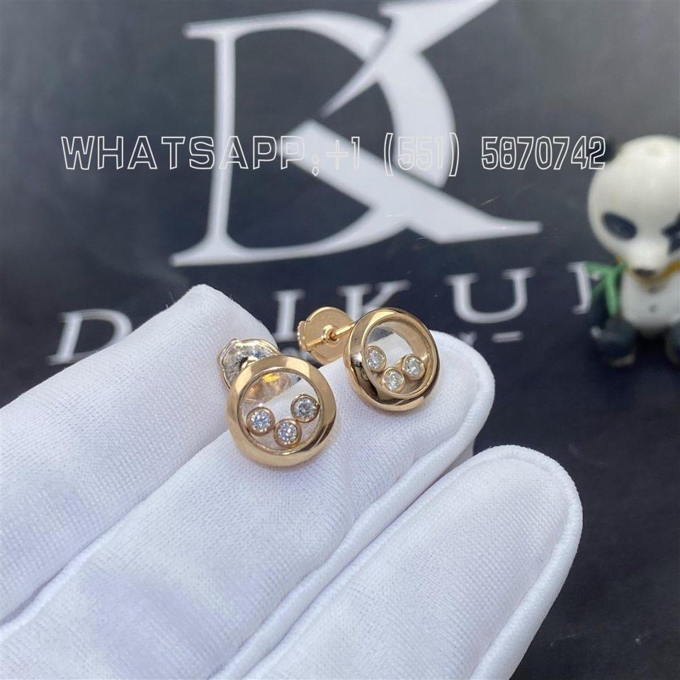 Custom Jewelry Chopard Happy Diamonds Icons Earrings Rose Gold and 6 Diamonds 83A018-5001