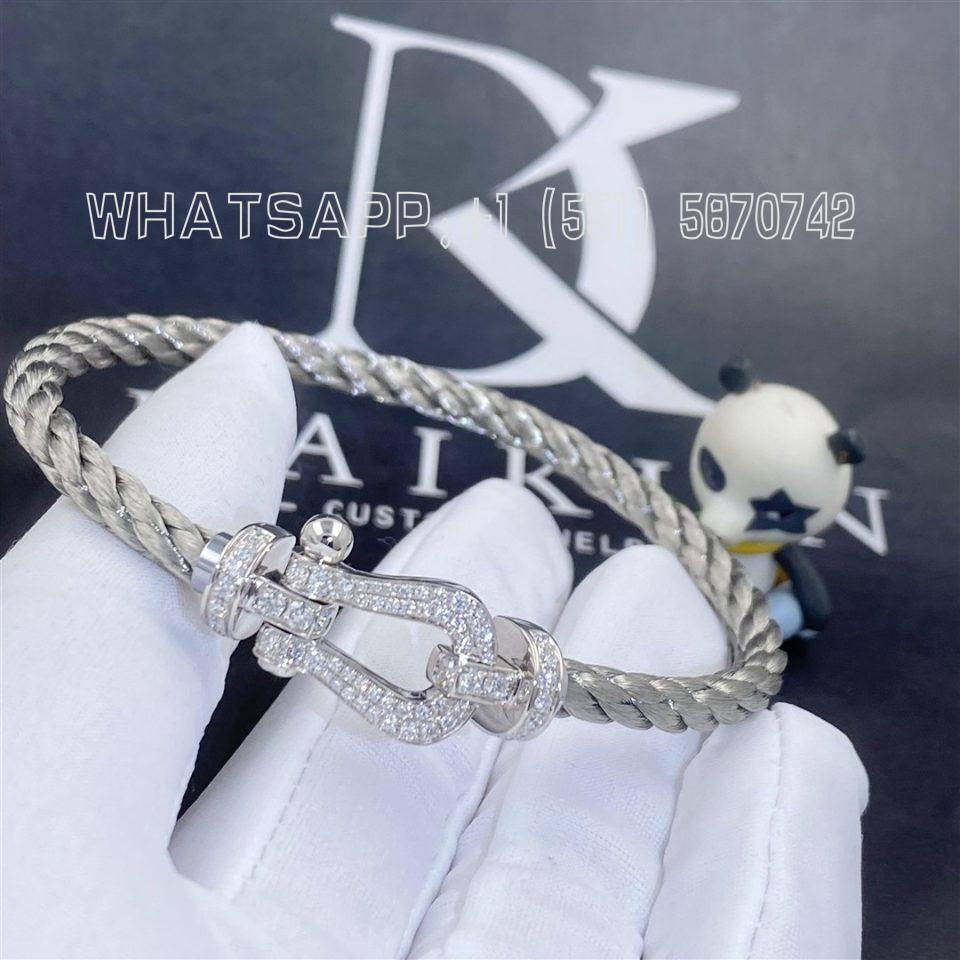 Custom Jewelry Fred Force 10 Bracelet 18k White Gold and Diamonds Large Model 0B0050-6B0109