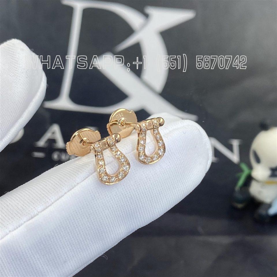 Custom Jewelry Fred Force 10 Earrings 18k Pink Gold and Diamonds Medium Model 8B0233