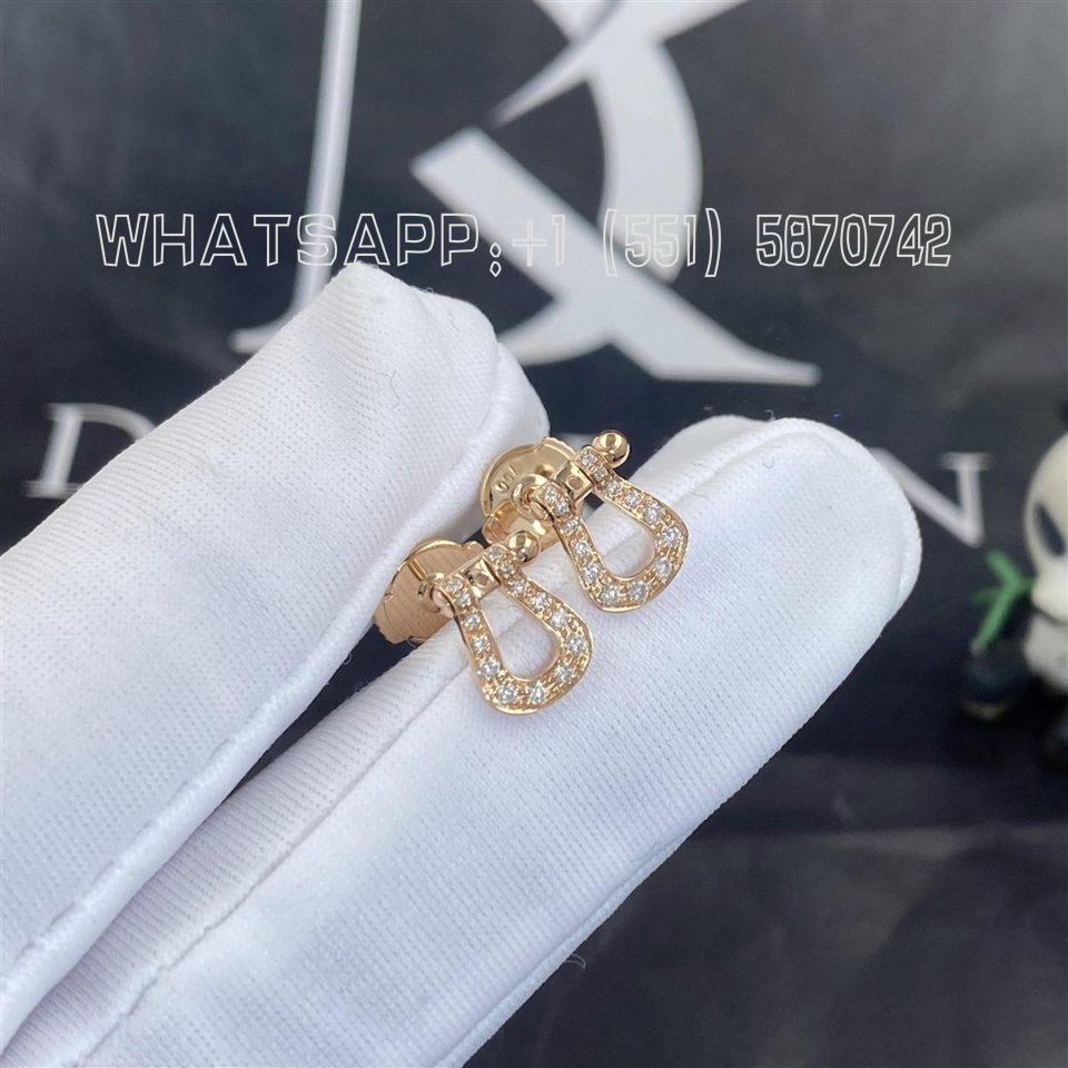 Custom Jewelry Fred Force 10 Earrings 18k Pink Gold and Diamonds Medium Model 8B0233