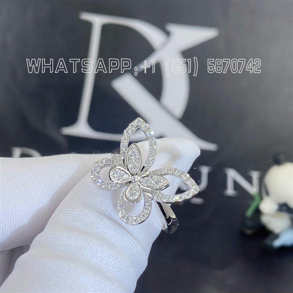 Custom Jewelry Graff Butterfly Silhouette Diamond Ring in 18k White Gold RGR370