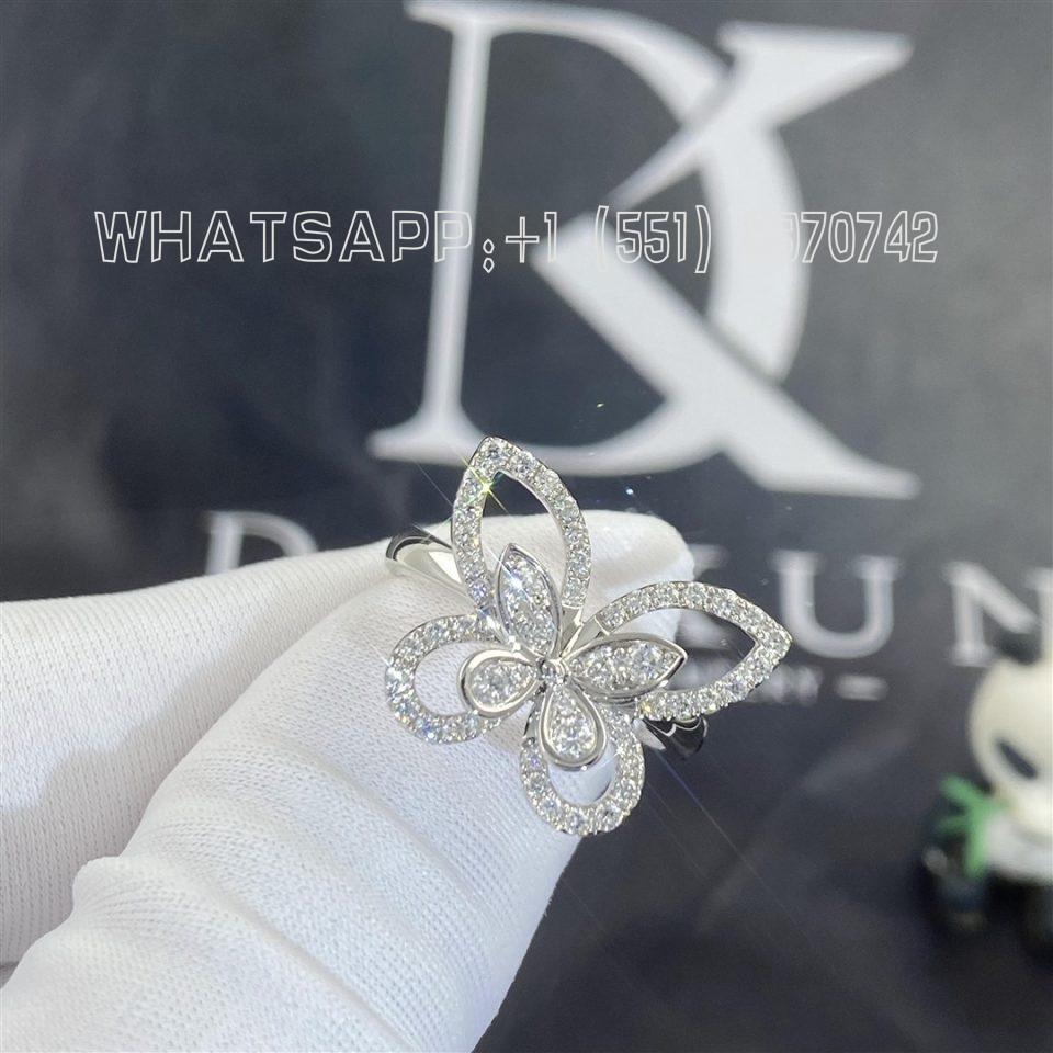 Custom Jewelry Graff Butterfly Silhouette Diamond Ring in 18k White Gold RGR370