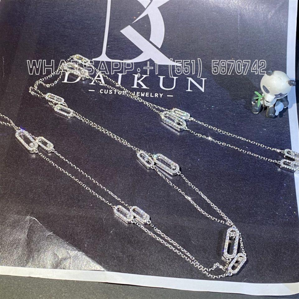 Custom Jewelry Messika Move Uno Long Necklace White Gold For Her Diamond Necklace 11324-WG