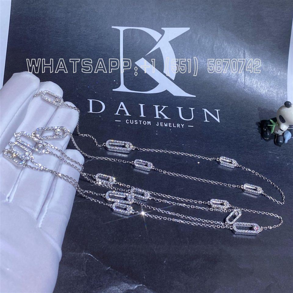 Custom Jewelry Messika Move Uno Long Necklace White Gold For Her Diamond Necklace 11324-WG