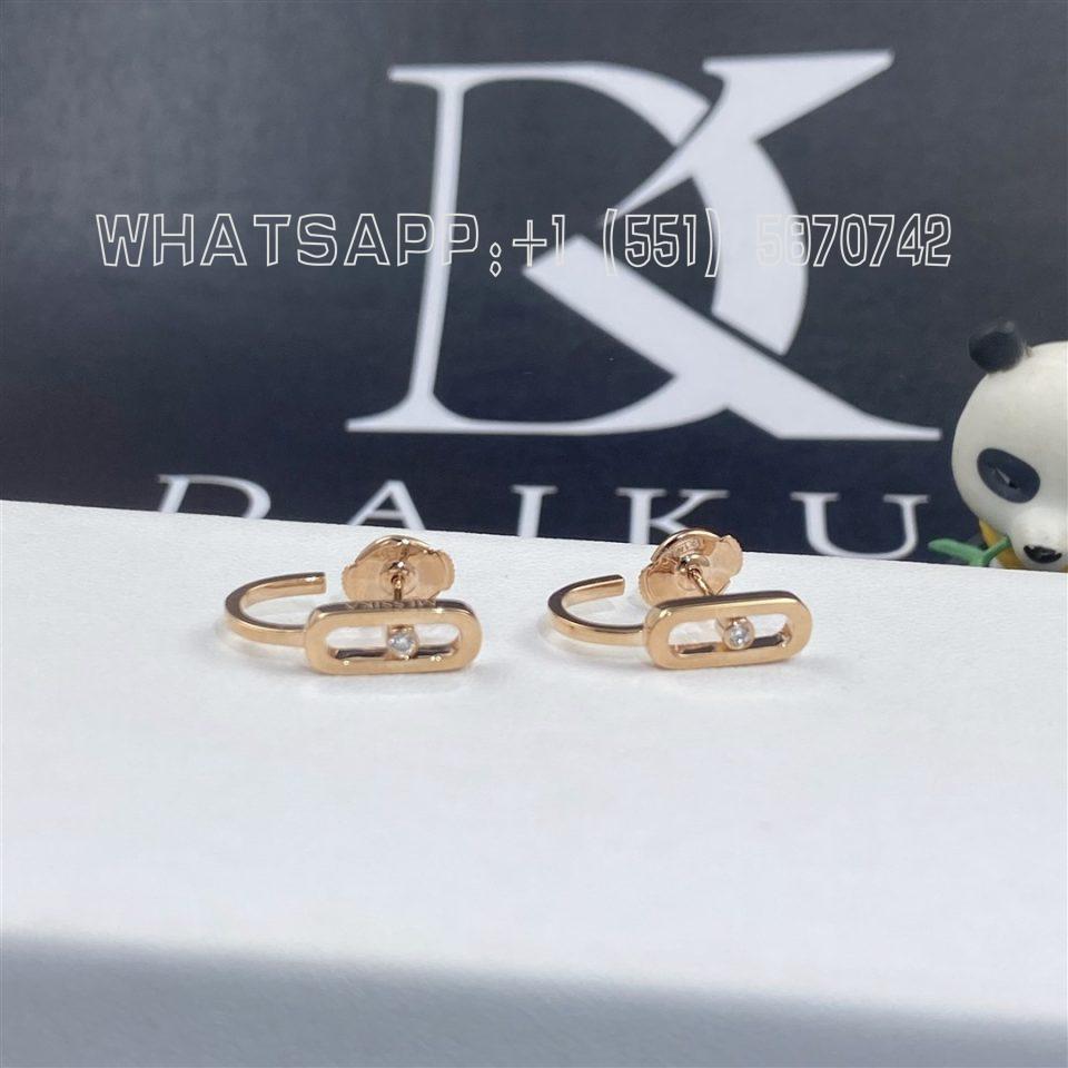 Custom Jewelry Messika Move Uno Mini Hoops Pink Gold Diamond Earrings 10050-PG