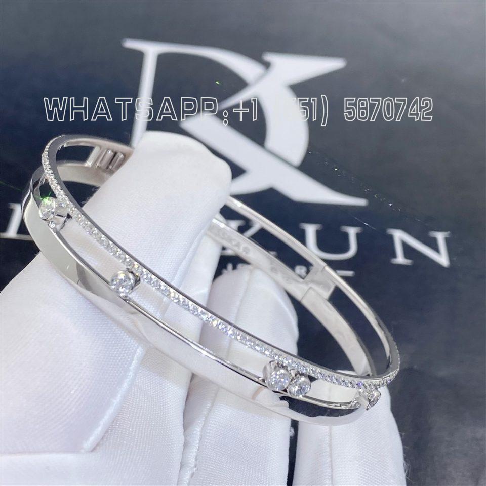 Custom Jewelry Messika White Gold Diamond Bracelet Move Romane Large Bangle 6747- WG