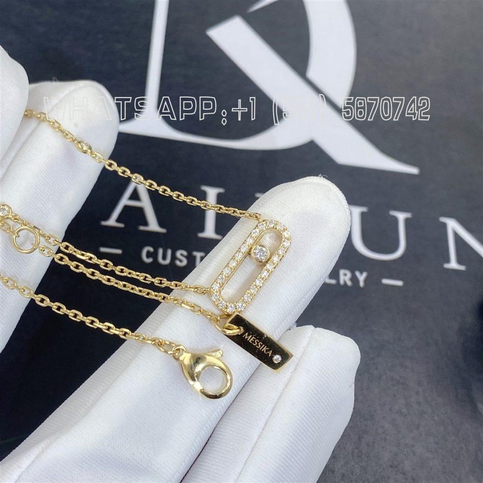 Custom Jewelry Messika Yellow Gold Diamond Necklace Move Uno PavÉ 4708-YG