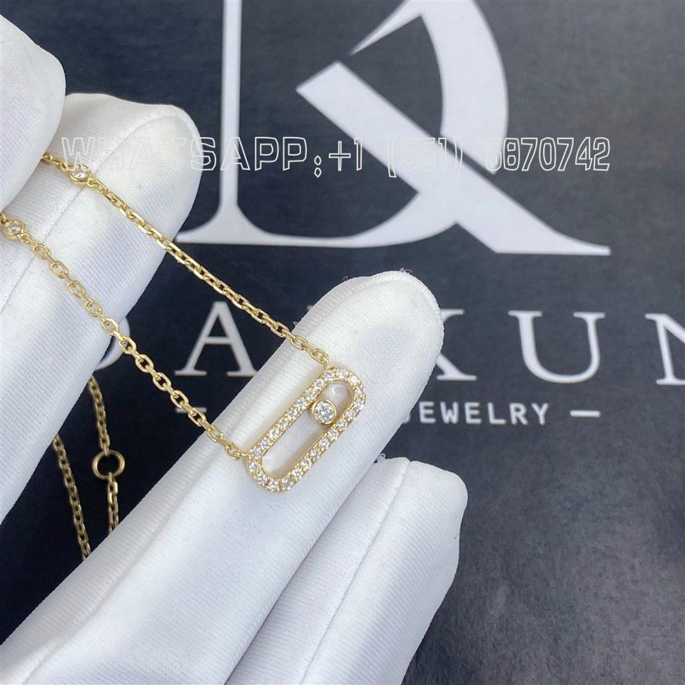 Custom Jewelry Messika Yellow Gold Diamond Necklace Move Uno PavÉ 4708-YG