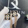 Custom Jewelry Roberto Coin Princess Flower Black Jade and Diamond Removable Tassel Drop Earrings ADV888EA1875 -Width 20mm