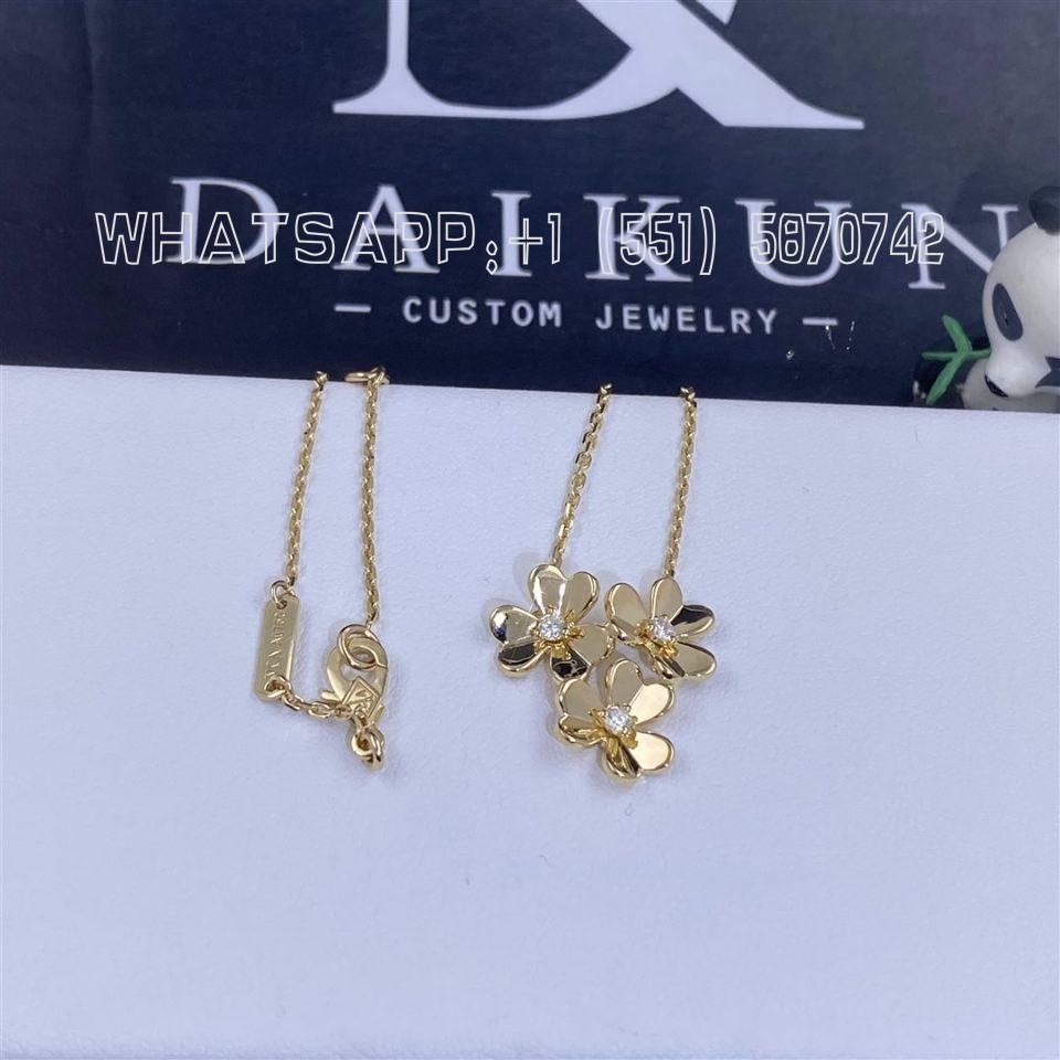 Custom Jewelry Van Cleef & Arpels 3 flowers mini model Frivole pendant in 18K Yellow gold and Diamond VCARP2DU00