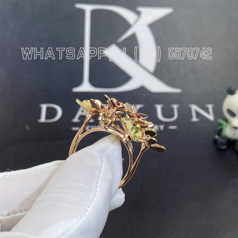Custom Jewelry Van Cleef & Arpels 8 flowers Frivole ring in Emerald and Ruby VCARP7SE00