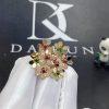 Custom Jewelry Van Cleef & Arpels Frivole 8 flowers ring in Emerald and Ruby VCARP7SE00