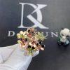 Custom Jewelry Van Cleef & Arpels Frivole 8 flowers ring in Emerald and Ruby VCARP7SE00