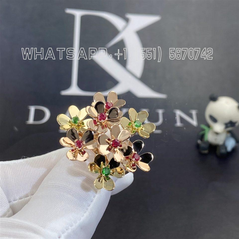 Custom Jewelry Van Cleef & Arpels 8 flowers Frivole ring in Emerald and Ruby VCARP7SE00