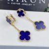 Custom Jewelry Van Cleef & Arpels Magic Alhambra Earrings 2 motifs in 18K Yellow gold and Lapis Lazuli