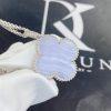 Custom Jewelry Van Cleef & Arpels Magic Alhambra long necklace 26mm, 1 motif in 18K White gold and Chalcedony VCARP6L900