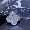 Custom Jewelry Van Cleef & Arpels Magic Alhambra long necklace 26mm , 1 motif in 18K White gold and Diamond VCARO49O00