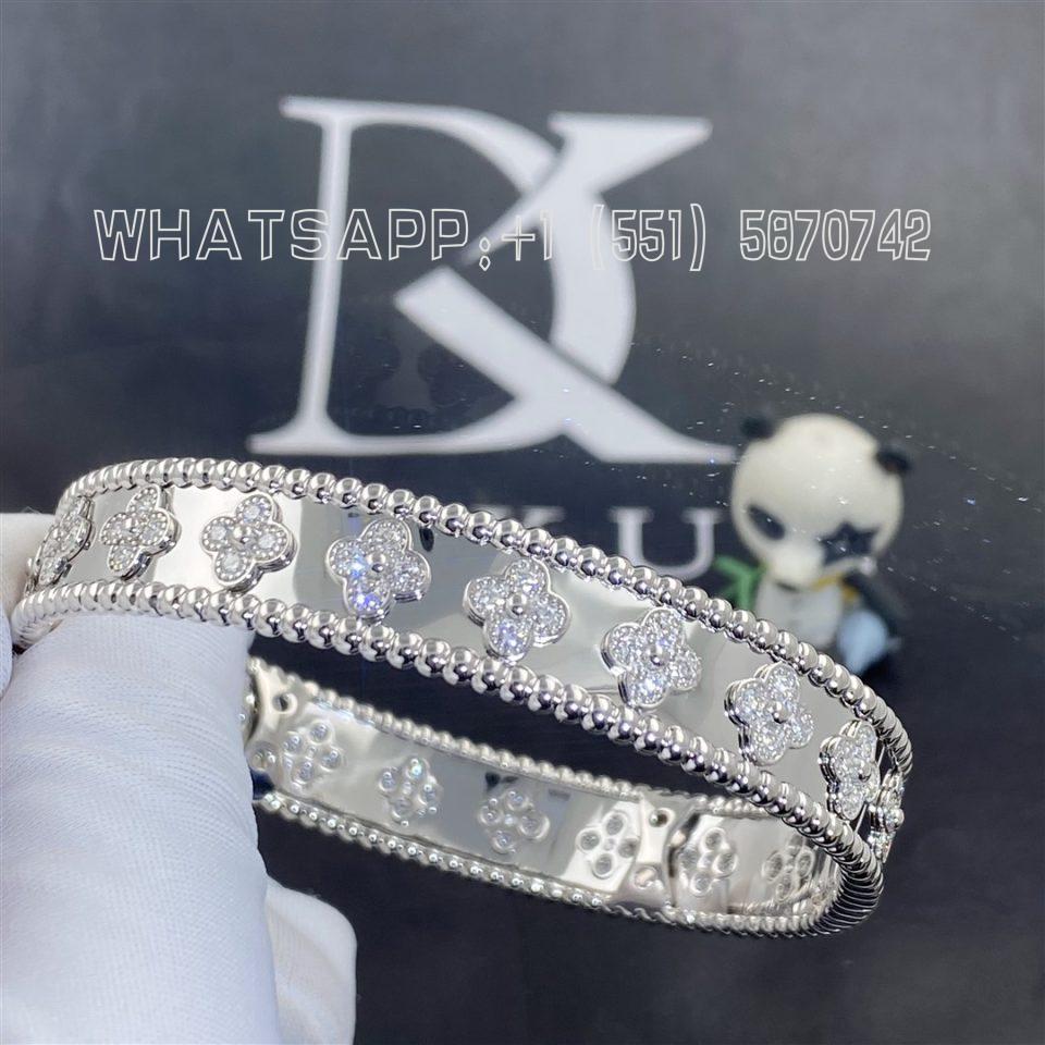 Custom Jewelry Van Cleef & Arpels Perlée clovers bracelet in 18K White gold and Diamond VCARO25M00