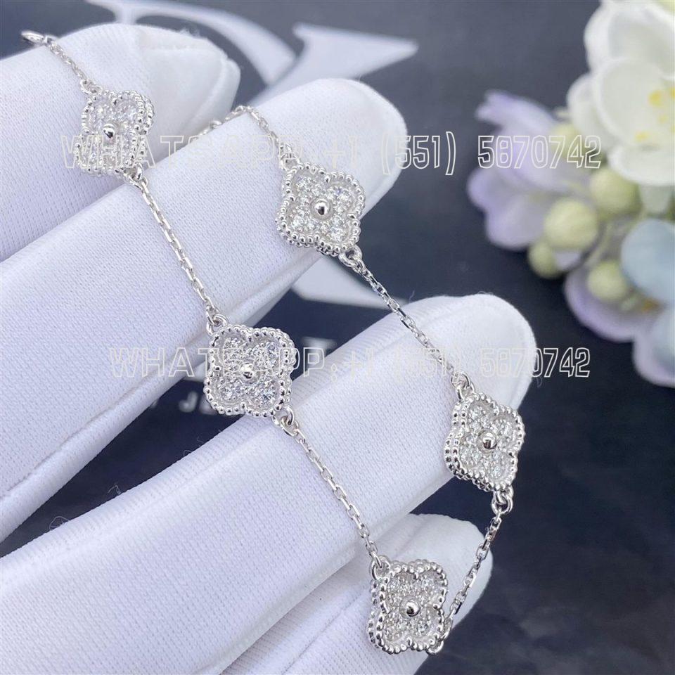 Custom Jewelry Van Cleef & Arpels Sweet Alhambra Bracelet, 6 motifs in 18K White gold and Diamond VCARO85700
