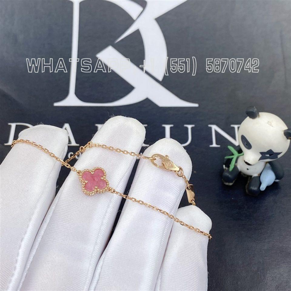 Custom Jewelry Van Cleef & Arpels Sweet Alhambra bracelet in 18K Rose gold Rhodonite Bracelet -DIY Jewelry