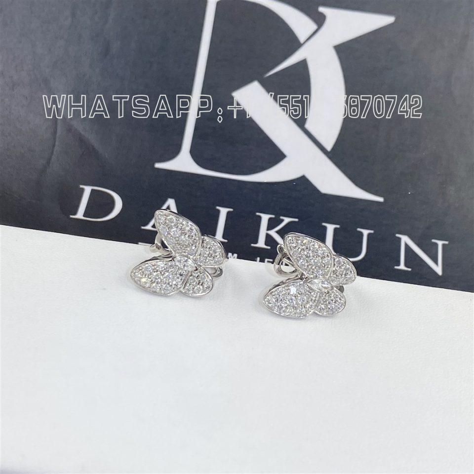 Custom Jewelry Van Cleef & Arpels Two Butterfly earrings in 18K White gold and Diamond VCARB82900