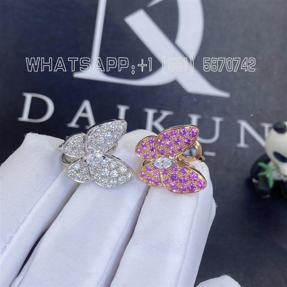 Custom Jewelry Van Cleef & Arpels Two Butterfly earrings in Diamond and Sapphire VCARO3M600