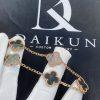Custom Jewelry Van Cleef & Arpels Vintage Alhambra Bracelet 5 Motifs Grey Mother of Pearl in 18K Rose Gold