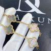 Custom Jewelry Van Cleef & Arpels Vintage Alhambra Bracelet 5 Motifs Grey Mother of Pearl in 18K Yellow Gold