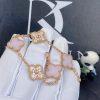 Custom Jewelry Van Cleef & Arpels Vintage Alhambra Bracelet, 5 motifs in 18K Rose gold and Diamond  Pink Opal