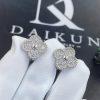 Custom Jewelry Van Cleef & Arpels Vintage Alhambra Earrings in 18k White Gold and Diamond VCARA44600