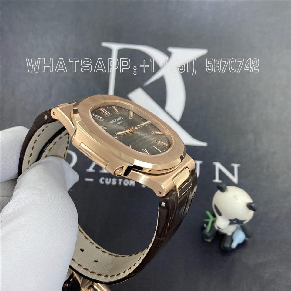 Custom Watches Patek Philippe Nautilus 5711R-001 18K Rose Gold 40mm Brown Gradient Dial and Leather Strap